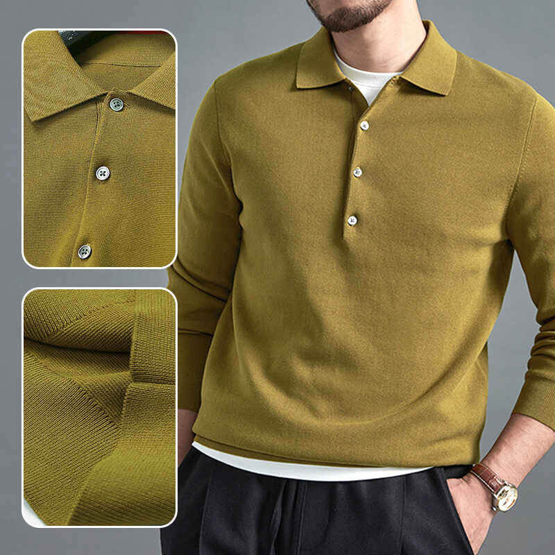 🎁Weihnachtsaktion🎅Elegantes, einfaches und stilvolles Strickhemd mit Revers