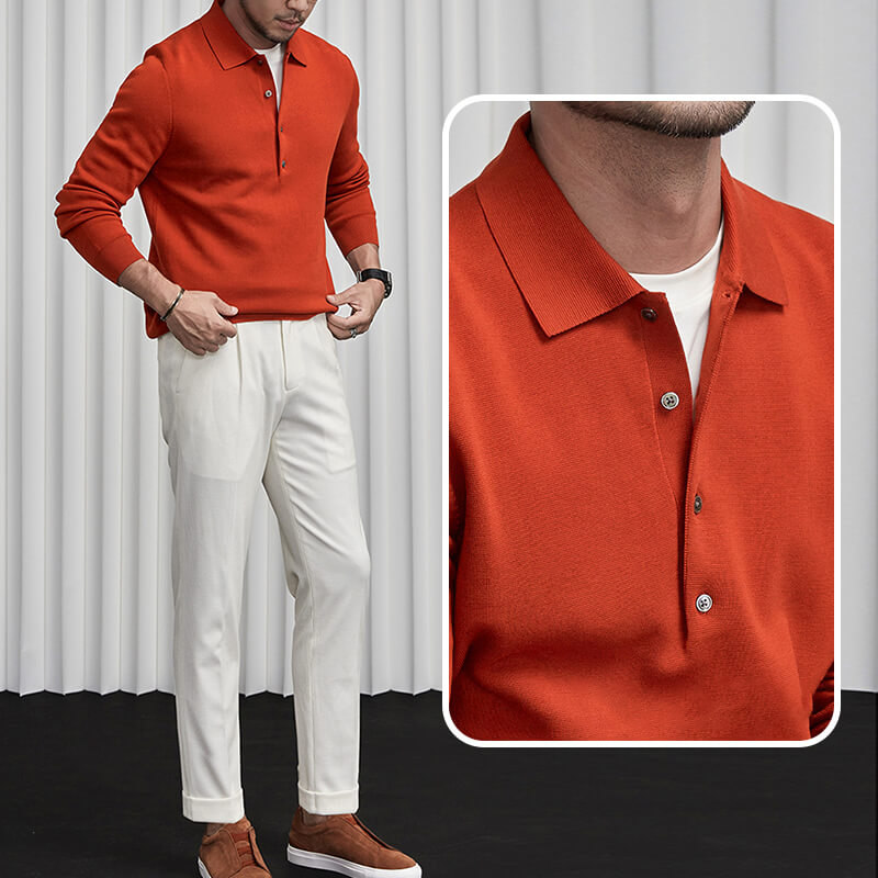 🎁Weihnachtsaktion🎅Elegantes, einfaches und stilvolles Strickhemd mit Revers