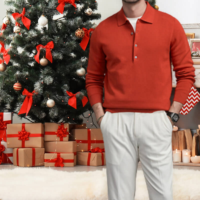 🎁Weihnachtsaktion🎅Elegantes, einfaches und stilvolles Strickhemd mit Revers