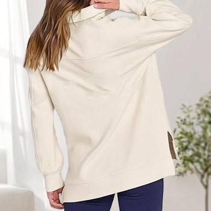 🔥Heißer Verkauf 50% Rabatt🔥Lässiges Damen-Pullover-Top mit halbem Revers und tiefem Saum