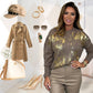 Pullover mit goldenem Metallic-Druck und Rundhalsausschnitt