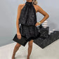 ✨Elegantes Paillettenkleid mit Feder-Saum und Neckholder für Damen✨💃🌟