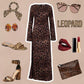 50%off🔥Women's Sexy Leopard Dress with Round Neck & Extra Long Sleeves