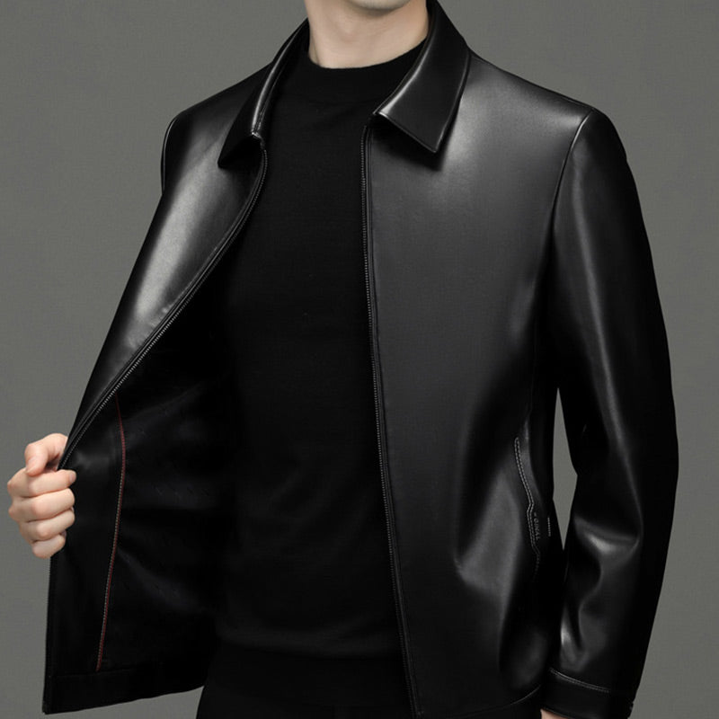 🔥✨Weihnachts-Sonderangebote 🎅🎁Klassische PU-Lederjacke mit Frontreißverschluss für Herren
