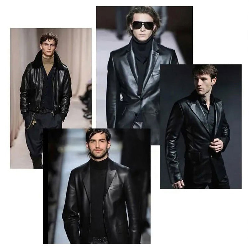 🔥✨Weihnachts-Sonderangebote 🎅🎁Klassische PU-Lederjacke mit Frontreißverschluss für Herren