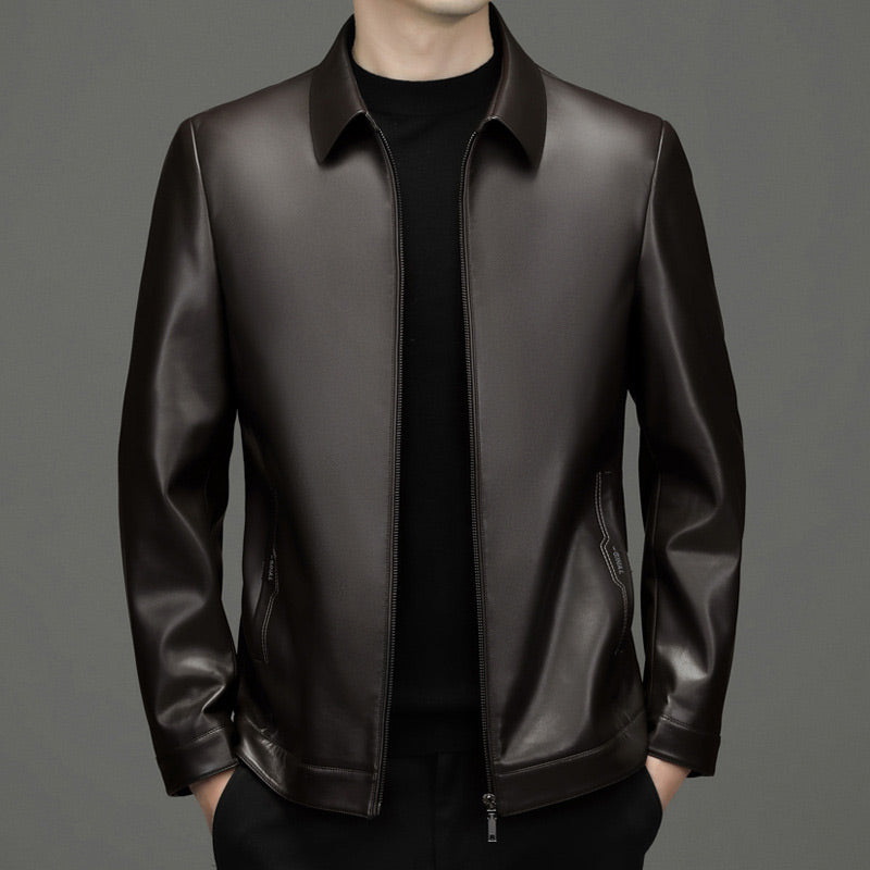 🔥✨Weihnachts-Sonderangebote 🎅🎁Klassische PU-Lederjacke mit Frontreißverschluss für Herren