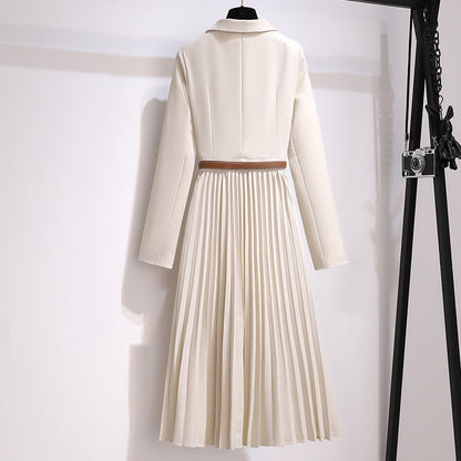 💕Asymmetrisches Patchwork-Blazerkleid mit Gürtel