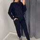 Bis zu 50% Rabatt!!🔥Damen Glitter Rhinestone Sweatshirt & Casual Hose 2-teiliges Set