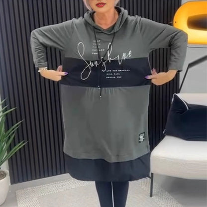 🎅Weihnachtsvorverkauf🎁Damen bedrucktes lässiges Kapuzenkleid mit Taschen