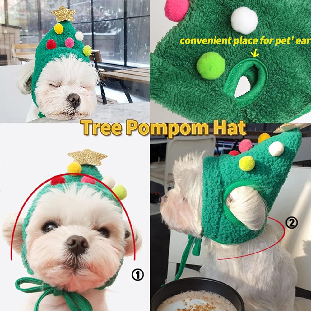 🎅🎁Niedliche Weihnachtsbaum-Mütze mit Pom-Poms💝