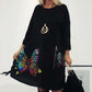 Lockeres Kleid mit Schmetterlingsdruck und Rundhalsausschnitt für Damen