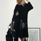 Lockeres Kleid mit Schmetterlingsdruck und Rundhalsausschnitt für Damen