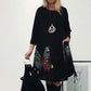 Lockeres Kleid mit Schmetterlingsdruck und Rundhalsausschnitt für Damen