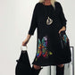 Lockeres Kleid mit Schmetterlingsdruck und Rundhalsausschnitt für Damen