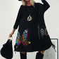 Lockeres Kleid mit Schmetterlingsdruck und Rundhalsausschnitt für Damen