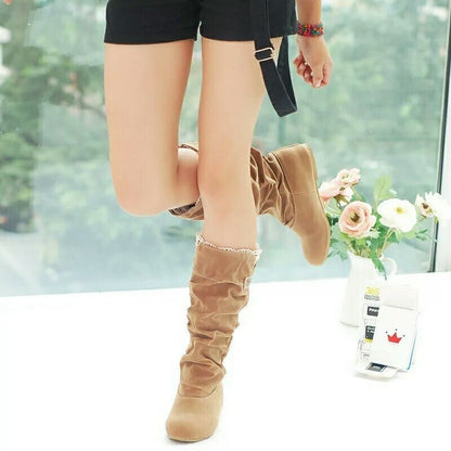 Trendy Schlupfstiefel aus Wildlederimitat für Damen