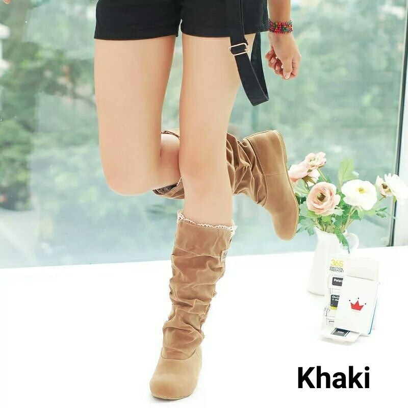 Trendy Schlupfstiefel aus Wildlederimitat für Damen