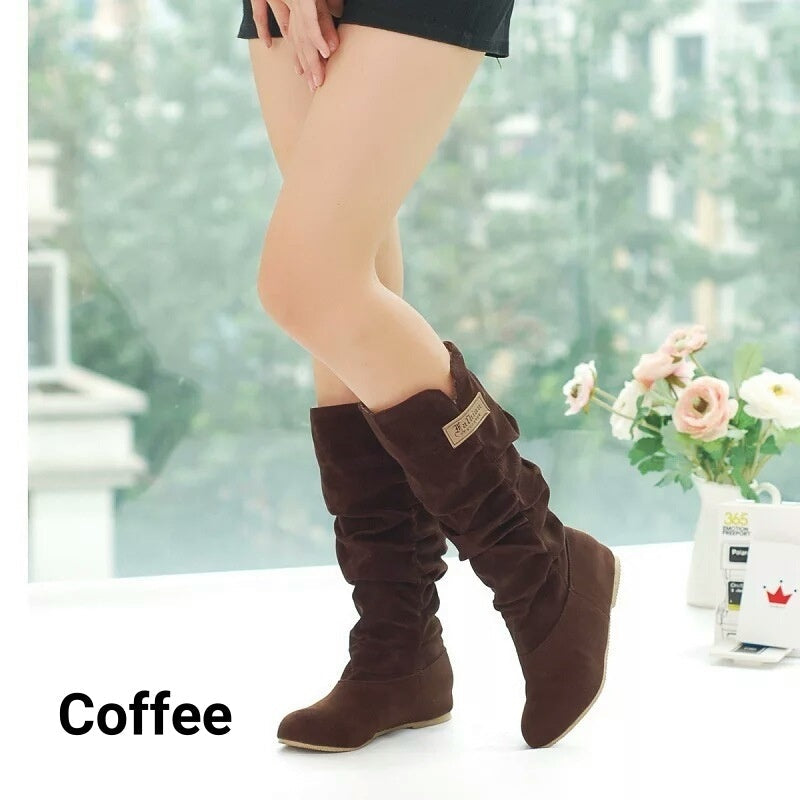 Trendy Schlupfstiefel aus Wildlederimitat für Damen