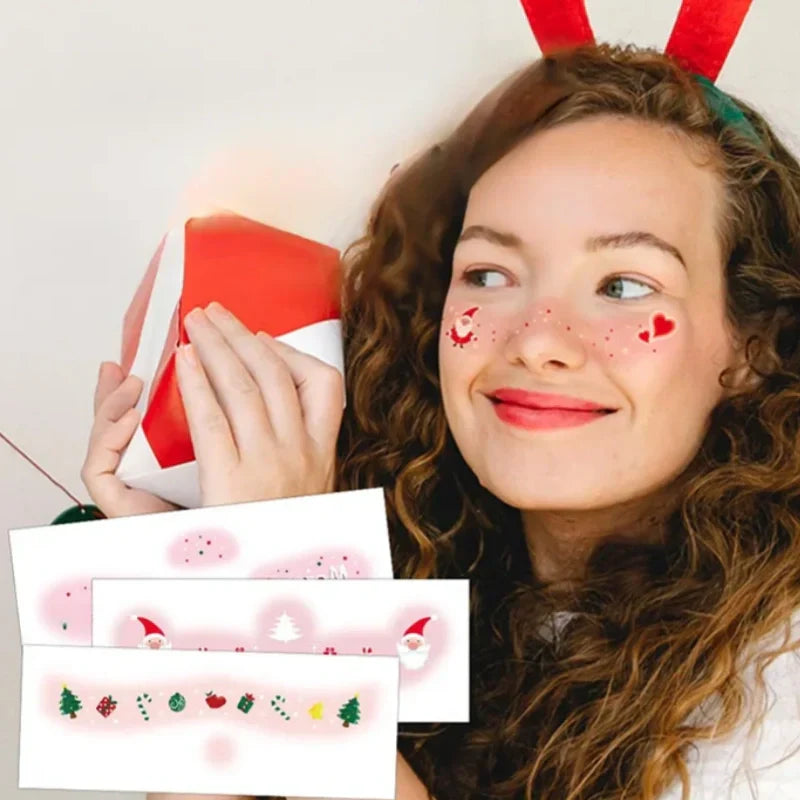 12 Bögen temporäre Weihnachts-Gesichtstattoos für Kinder