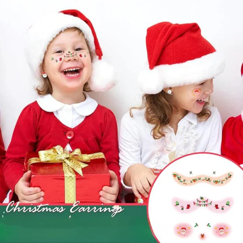 12 Bögen temporäre Weihnachts-Gesichtstattoos für Kinder