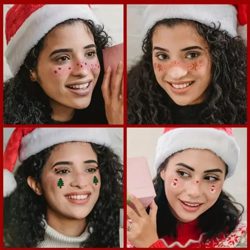 12 Bögen temporäre Weihnachts-Gesichtstattoos für Kinder