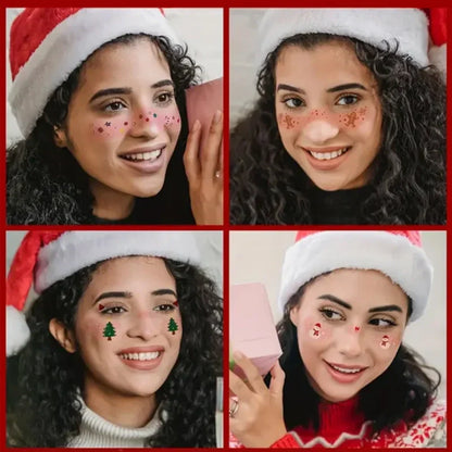 12 Bögen temporäre Weihnachts-Gesichtstattoos für Kinder