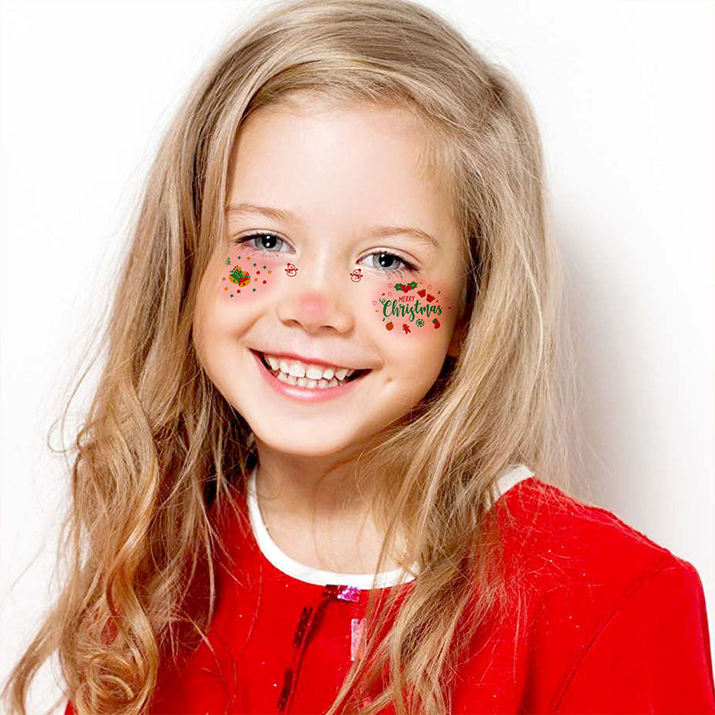 12 Bögen temporäre Weihnachts-Gesichtstattoos für Kinder