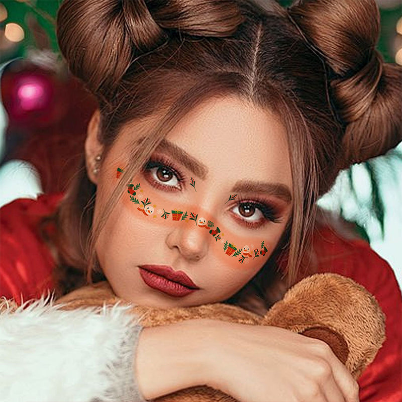 12 Bögen temporäre Weihnachts-Gesichtstattoos für Kinder