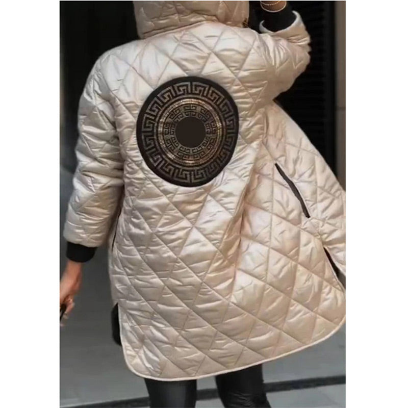 🌸Winterjacke mit Kapuze und Reißverschluss Warm gepolstert für Frauen
