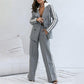 Lässiges 2-teiliges Damen-Set aus grauem Blazer-Oberteil und weiten Hosen