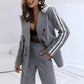 Lässiges 2-teiliges Damen-Set aus grauem Blazer-Oberteil und weiten Hosen
