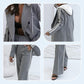 Lässiges 2-teiliges Damen-Set aus grauem Blazer-Oberteil und weiten Hosen