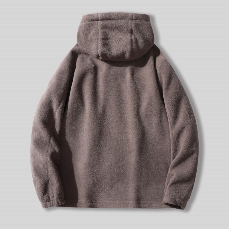 🔥[Bestes Geschenk]🔥 Warme Jacke aus doppelseitigem Kunstfell mit Kapuze🙋‍♂️
