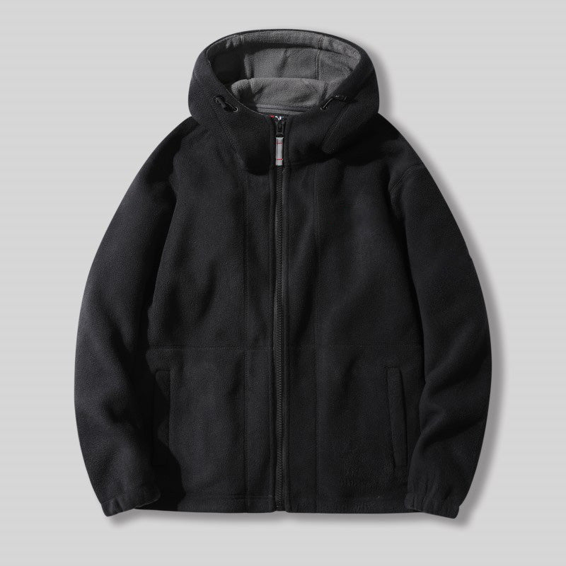 🔥[Bestes Geschenk]🔥 Warme Jacke aus doppelseitigem Kunstfell mit Kapuze🙋‍♂️
