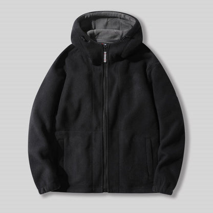 🔥[Bestes Geschenk]🔥 Warme Jacke aus doppelseitigem Kunstfell mit Kapuze🙋‍♂️