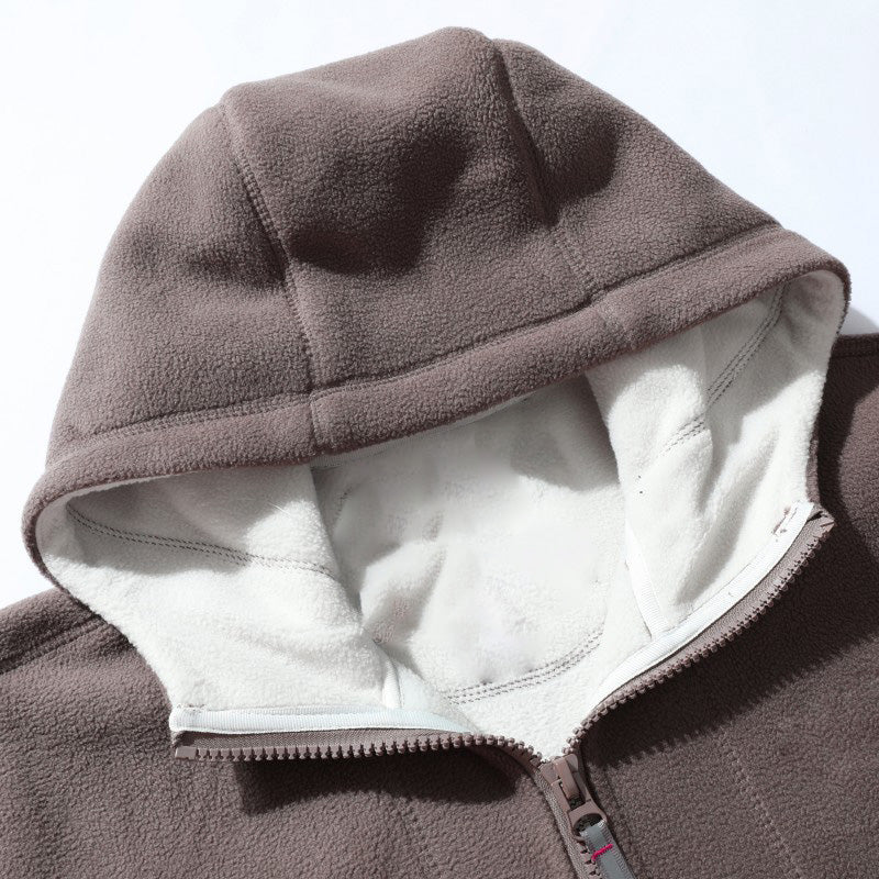 🔥[Bestes Geschenk]🔥 Warme Jacke aus doppelseitigem Kunstfell mit Kapuze🙋‍♂️
