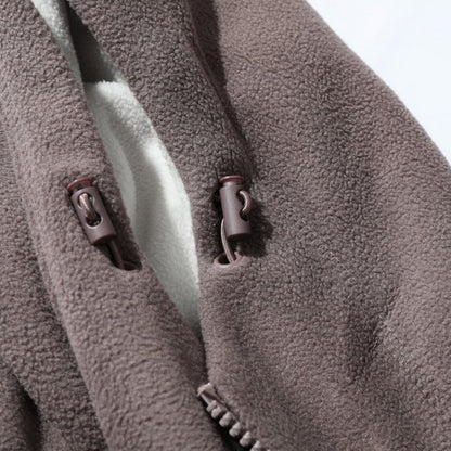 🔥[Bestes Geschenk]🔥 Warme Jacke aus doppelseitigem Kunstfell mit Kapuze🙋‍♂️