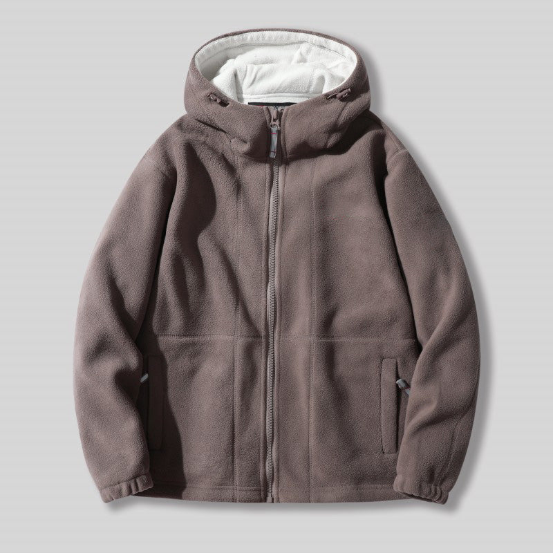 🔥[Bestes Geschenk]🔥 Warme Jacke aus doppelseitigem Kunstfell mit Kapuze🙋‍♂️