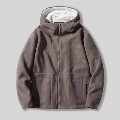 🔥[Bestes Geschenk]🔥 Warme Jacke aus doppelseitigem Kunstfell mit Kapuze🙋‍♂️