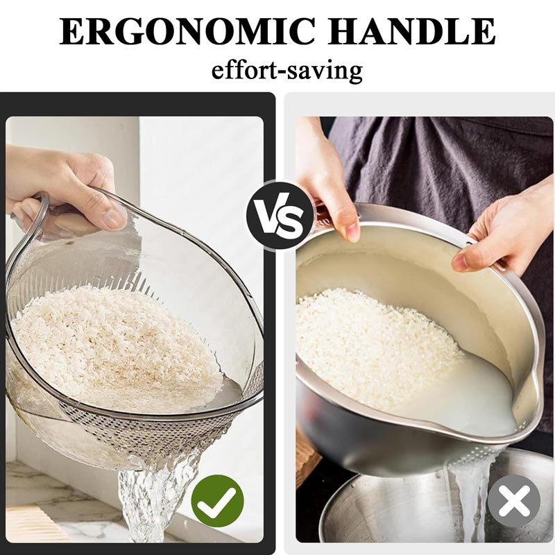 🍚 50% RABATT! 🥣 Mehrzweck-Reiswaschschüssel-Sieb mit Handgriff – Integriertes Sieb, Rutschfester Griff & Ideal Zum Waschen, Abtropfen & Servieren Von Reis & Gemüse 🥗