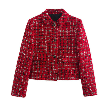 Warmes 2-teiliges Set aus kariertem Blazer und hoch tailliertem Skort