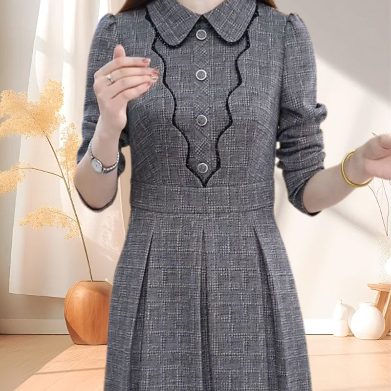 🎅50 % Weihnachtsrabatt💥Kariertes A-Linien-Kleid für Damen