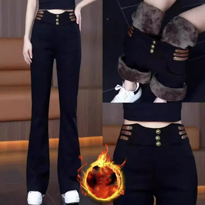 🔥Damen Schlaghose mit hohem Bund und Plüschfutter🔥