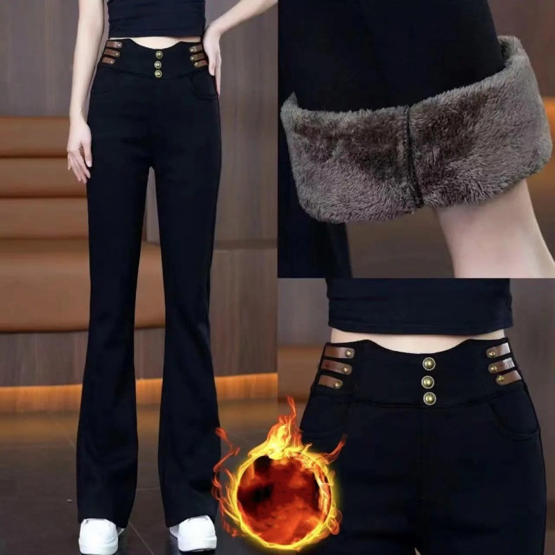 🔥Damen Schlaghose mit hohem Bund und Plüschfutter🔥