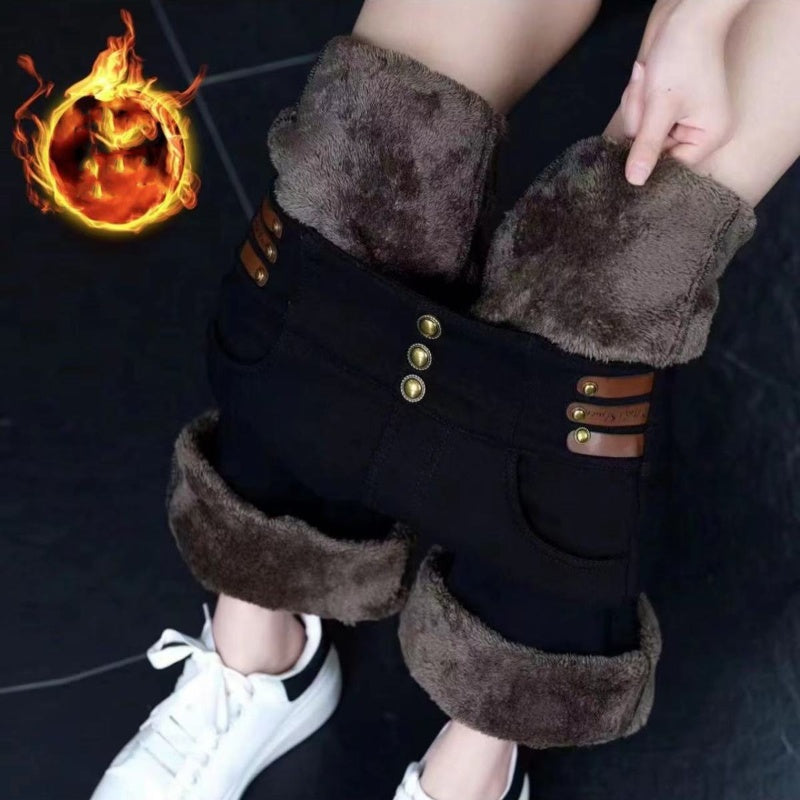 🔥Damen Schlaghose mit hohem Bund und Plüschfutter🔥