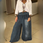 Elastische Damen-Weitbeinhosen mit Taschen