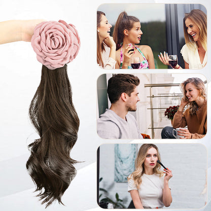High-Quality Curly Wig with a Rose Hair Claw Clip