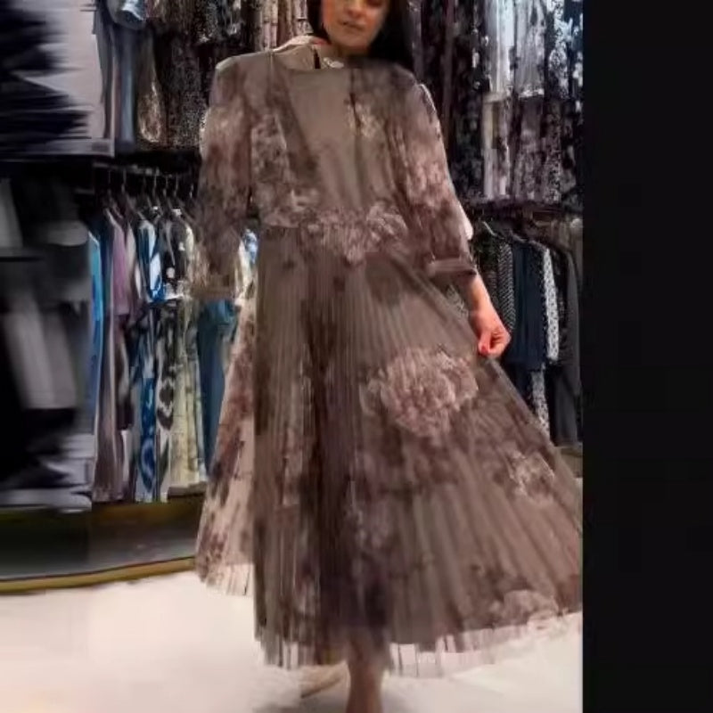 Elegantes, plissiertes, atmungsaktives Damenkleid mit Gürtel