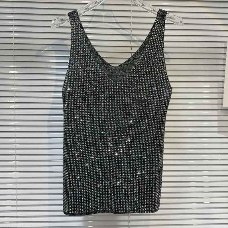 😍Anti -Saison -Sonderangebot!❗Zwei Stücke!💝Damen V-Ausschnitt Pailletten Ärmelloses Tank Top