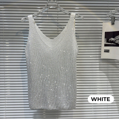 😍Anti -Saison -Sonderangebot!❗Zwei Stücke!💝Damen V-Ausschnitt Pailletten Ärmelloses Tank Top